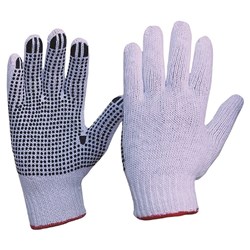 Knitted Poly/Cotton With Pvc Dots Gloves Ladies Size