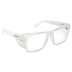 SAFETY GLASSES FRONTSIDE CLEAR LENS WITH CLEAR FRAME