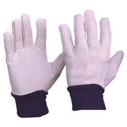 Cotton Drill Blue Knit Wrist Gloves Men'S Size