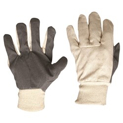 Cotton Drill Vinyl Palm Gloves Large