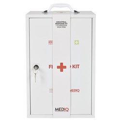 ESSENTIAL INDUSTRIAL RESPONSE FIRST AID KIT IN METAL WALL CABINET
