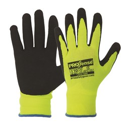 Prosense Lfn Hi Vis Yellow Latex Foam Gloves Size 7