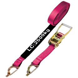 Pink Ratchet Tie Down 50mmx9m 2.5T Captive J-Hook