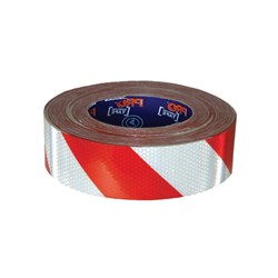 Self Adhesive Reflective Hazard Tape Red & White. 50m x 50mm