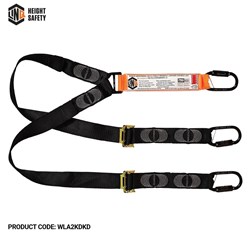 Elite Double Leg Shock Absorbing 2M Adjustable Lanyard  With Hardware Kd X3