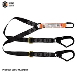 Elite Double Leg Shock Absorbing 2M Adjustable Lanyard  With Hardware Kd & Sd X2