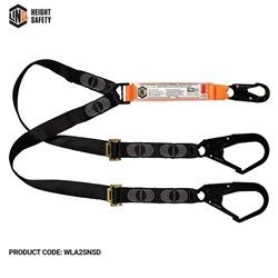 Elite Double Leg Shock Absorbing 2M Adjustable Lanyard with Hardware SN & SD X2