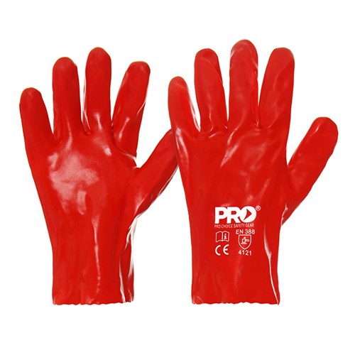 27Cm Red Pvc Gloves Large