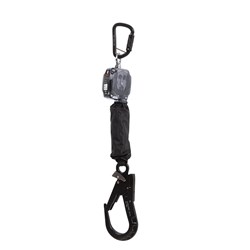 TETHA BLOQ 2M SELF RETRACTING LIFELINE C/W 1 X TRIPLE ACTION KARABINER AND 1 X TRIPLE ACTION ALUMINIUM SCAFF HOOK