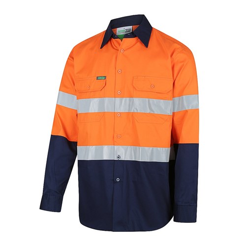 Hi-Vis 2 Tone Vented Regular Weight Taped Shirt Orange/Navy 6Xl