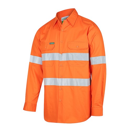 Hi-Vis 2 Tone Vented Regular Weight Taped Shirt Orange S