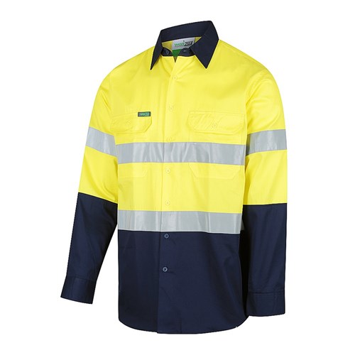 Hi-Vis 2 Tone Vented Regular Weight Taped Shirt Yellow/Navy Xl