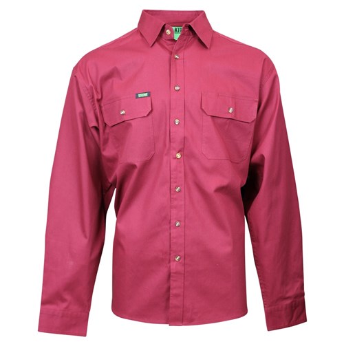 Lightweight Full Button Shirt Maroon Xl