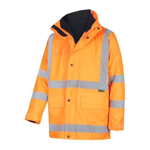 Hi-Vis 2 Tone 5 In 1 Waterproof Biomotion X-Back Rail Taped Jacket Orange 5Xl