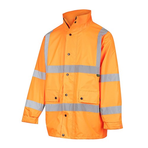 Hi-Vis 2 Tone Waterproof X-Back Rail Taped Rain Jacket Orange M
