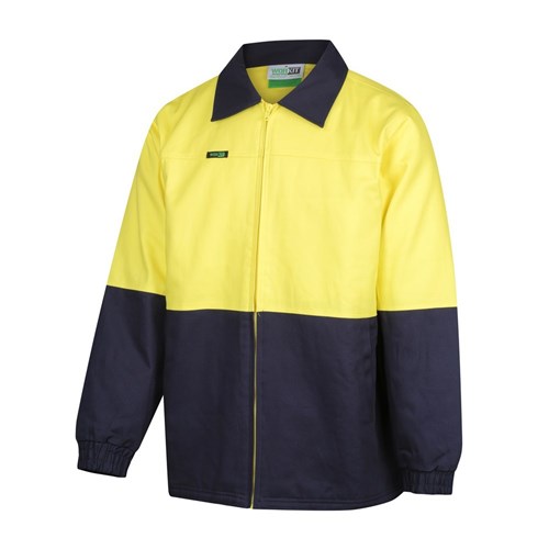 Hi-Vis 2 Tone Cotton Drill Jacket Yellow/Navy Xl