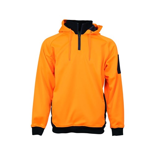 Hi Vis 2 Tone 1/4 Zip Tech Fleece Hoodie Orange/Navy Xl