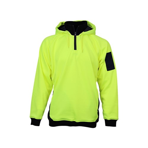 Hi Vis 2 Tone 1/4 Zip Tech Fleece Hoodie Yellow/Navy Xl