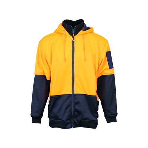 Hi-Vis 2 Tone Full Zip Tech Fleece Hoodie Orange/Navy 2Xl