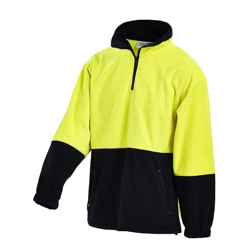Hi Vis 2 Tone 1/4 Zip Polar Fleece Jumper Yellow/Navy Xs