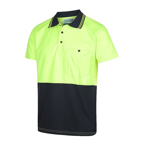 Short Sleeve Poly Cotton Polo Shirt - Two Tone Yellow/Navy 6Xl