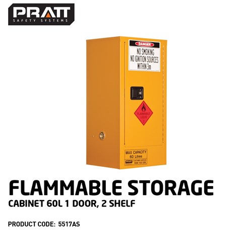 FLAMMABLE LIQUID STORAGE CABINET: 60L - 1 DOOR - 2 SHELVES