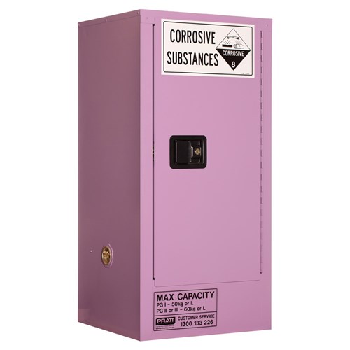 Corrosive Substance Storage Cabinet: Metal - 60L - 1 Door - 2 Shelves