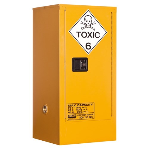 Toxic Substance Storage Cabinet: 60L - 1 Door - 2 Shelves