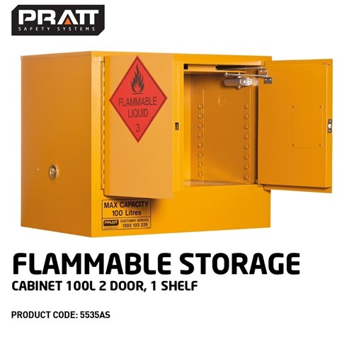 FLAMMABLE LIQUID STORAGE CABINET: 100L - 2 DOORS - 1 SHELF