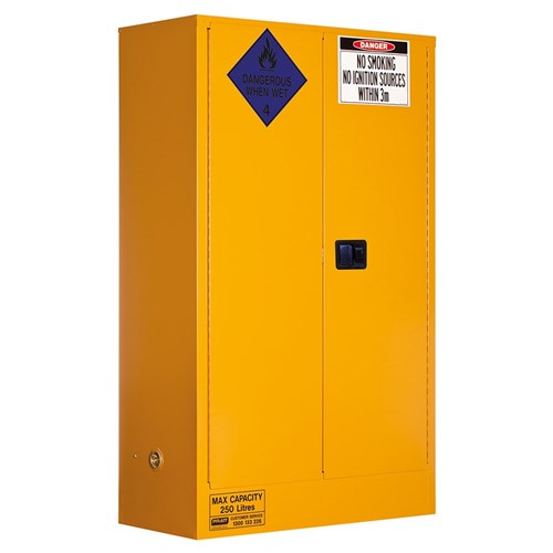 CLASS 4 DANGEROUS GOODS STORAGE CABINET: 250L - 2 DOORS - 3 SHELVES