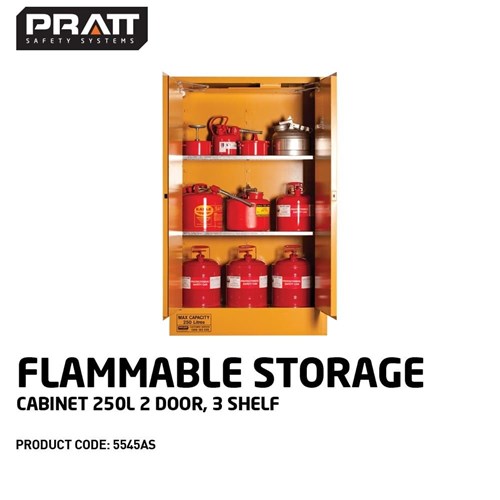 FLAMMABLE LIQUID STORAGE CABINET: 250L - 2 DOORS - 3 SHELVES