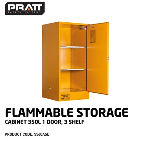 Flammable Liquid Storage Cabinet: 350L - 1 Door - 3 Shelves