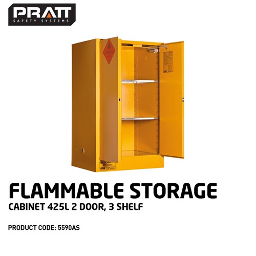 FLAMMABLE LIQUID STORAGE CABINET: 425L - 2 DOORS - 3 SHELVES