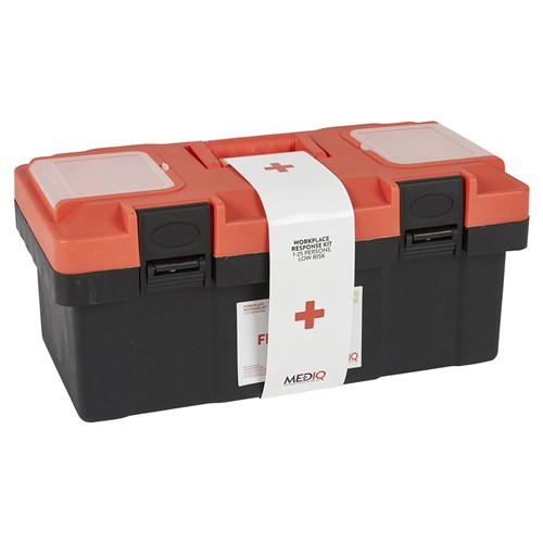 Essential Workplace Response First Aid Kit In Plastic Tackle Box