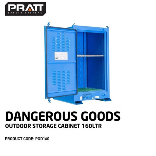 Dangerous Goods Outdoor Storage Cabinet:160L - 1 Door - 2 Shelves
