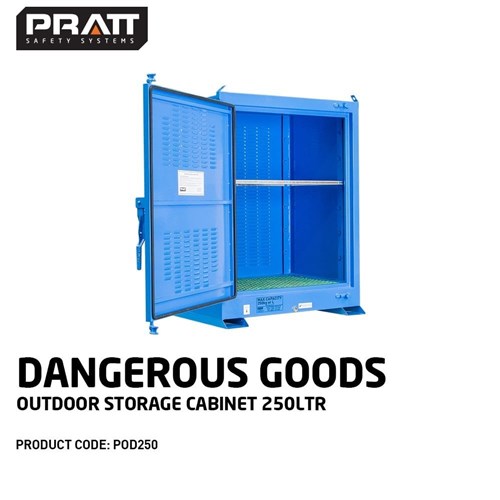 Dangerous Goods Outdoor Storage Cabinet:250L - 1 Door - 2 Shelves