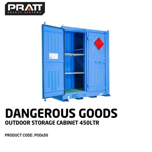 DANGEROUS GOODS OUTDOOR STORAGE CABINET:450L - 2 DOORS - 6 SHELVES