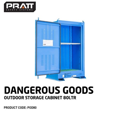 Dangerous Goods Outdoor Storage Cabinet:80L - 1 Door - 2 Shelves