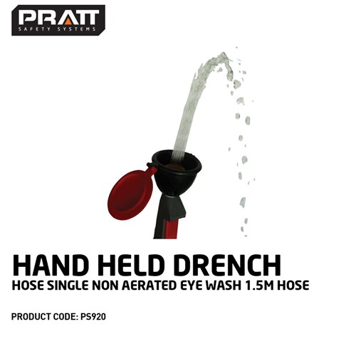 Hand Held Drench Hose Single Non Aerated Eye Wash 1.5M Hose