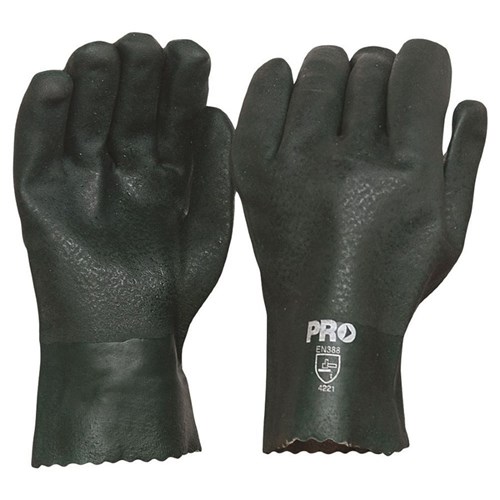 27Cm Green Double Dipped Pvc Gloves Large