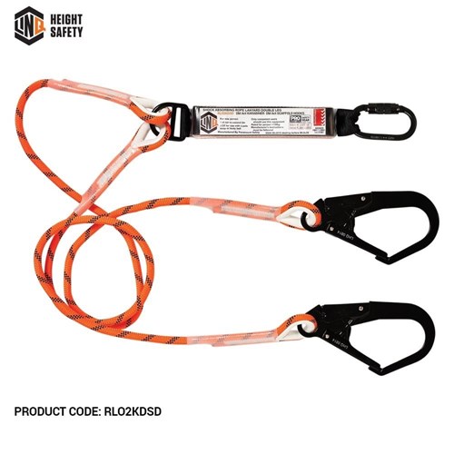 Double Leg Kernmantle 2M Shock Absorb Rope Lanyard With Hardware Kd & Sd X2