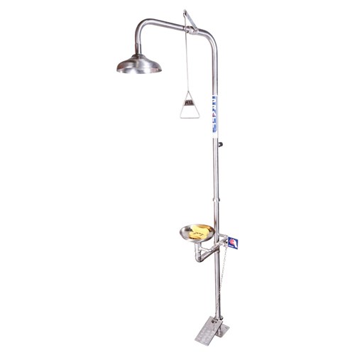 COMBINATION 316SS SHOWER WITH EYE & FACE WASH, BOWL & FOOT TREADLE