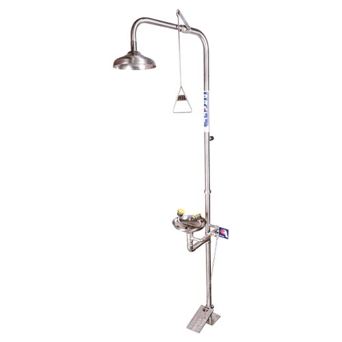 Combination 316Ss Shower And Eye Wash With Bowl & Foot Treadle