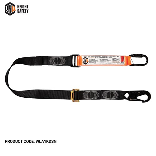 Elite Single Leg Shock Absorbing 2M Adjustable Lanyard with Hardware KD & SN