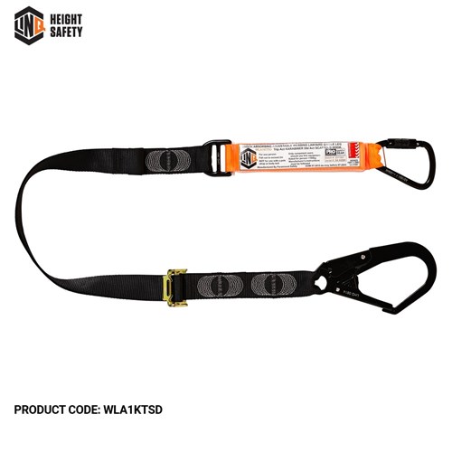 Elite Single Leg Shock Absorbing 2M Adjustable Lanyard with Hardware KT & SD