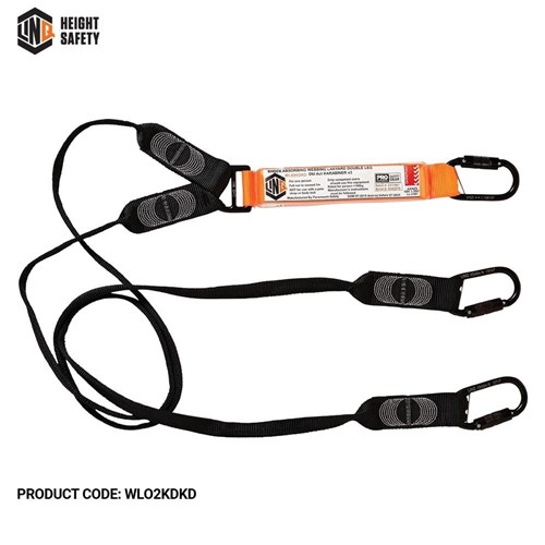 Elite Double Leg Shock Absorbing Webbing Lanyard with Hardware KD X3