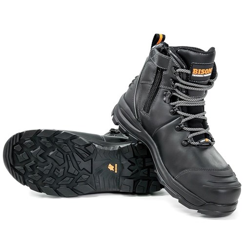 XT Zip Side Lace Up Safety Boot Black