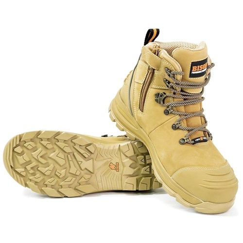 XT Zip Side Lace Up Safety Boot Wheat